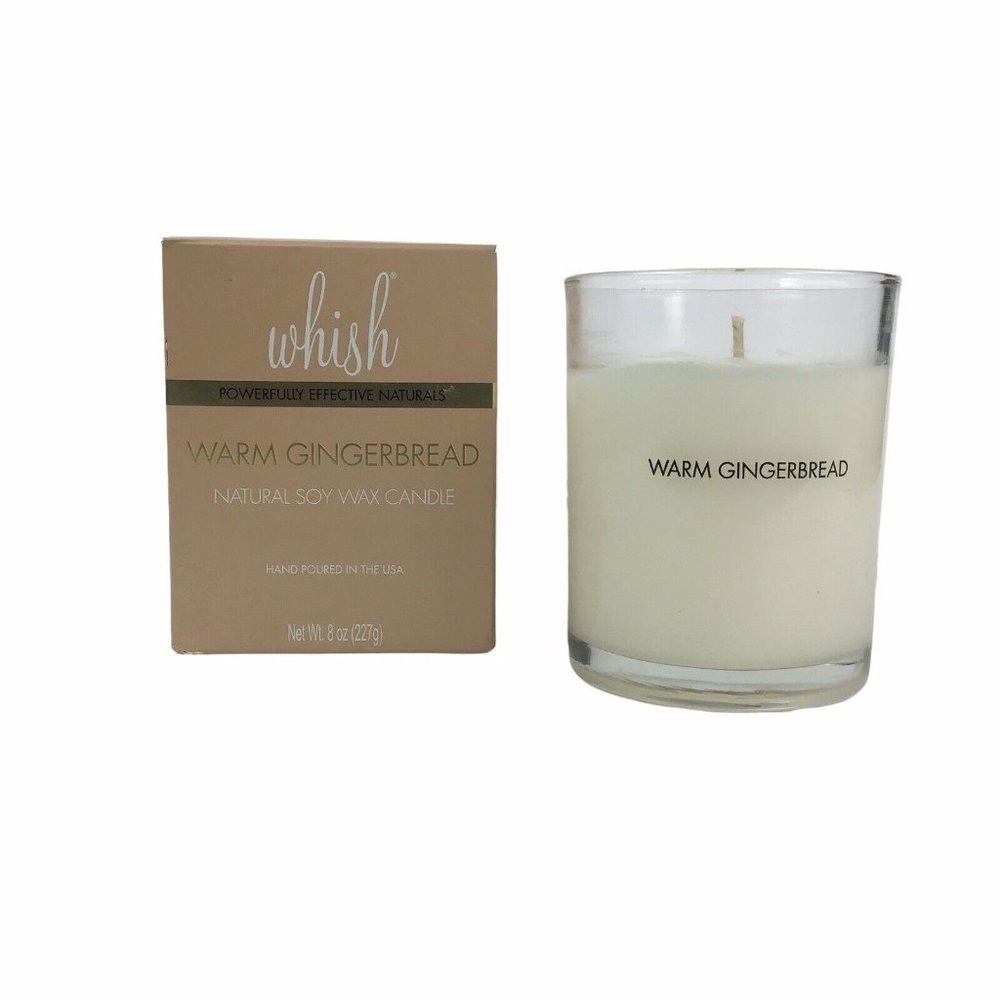 WHISH Natural Soy Wax Candle, Warm Ginger Bread, 8oz